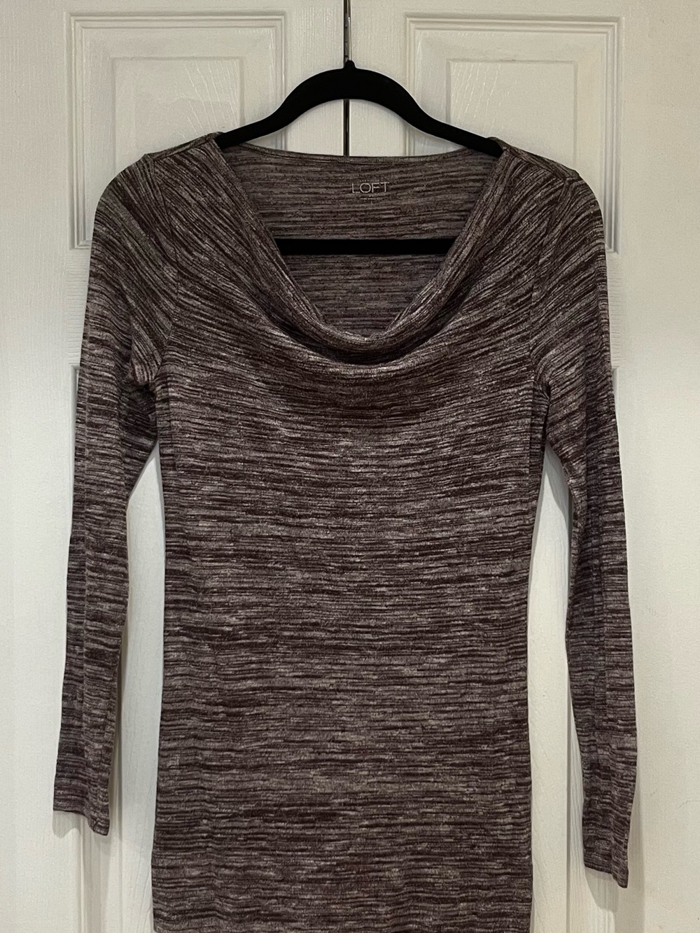 LOFT Women's Gray Marled Cowl Neck Sweater